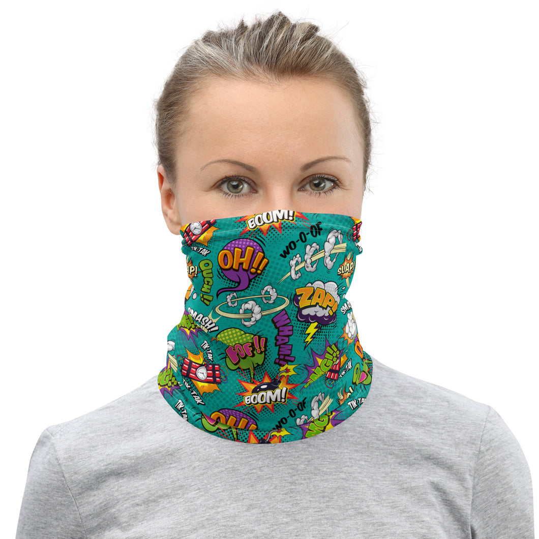 Comic Text Pattern Mask & Neck Gaiter