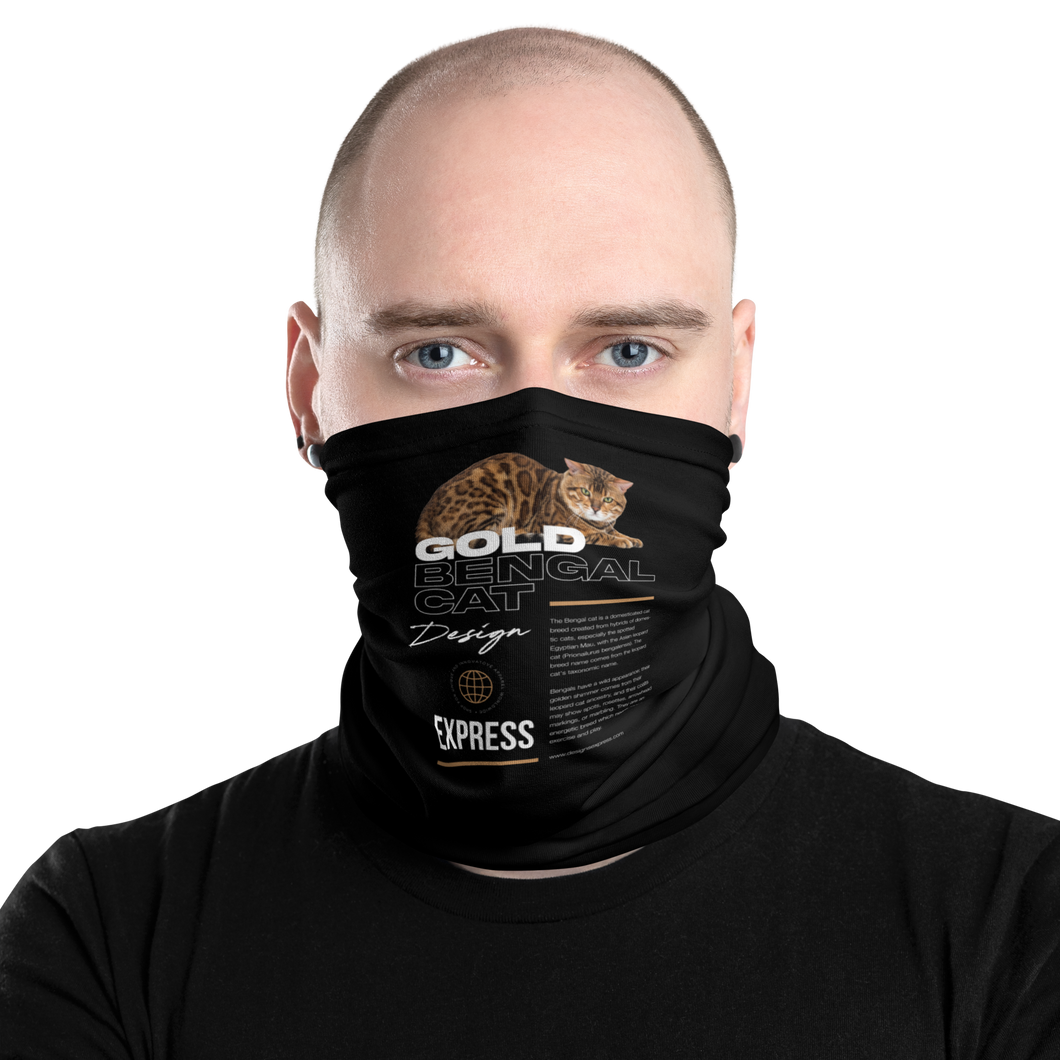 Gold Bengal Cat Face Mask & Neck Gaiter