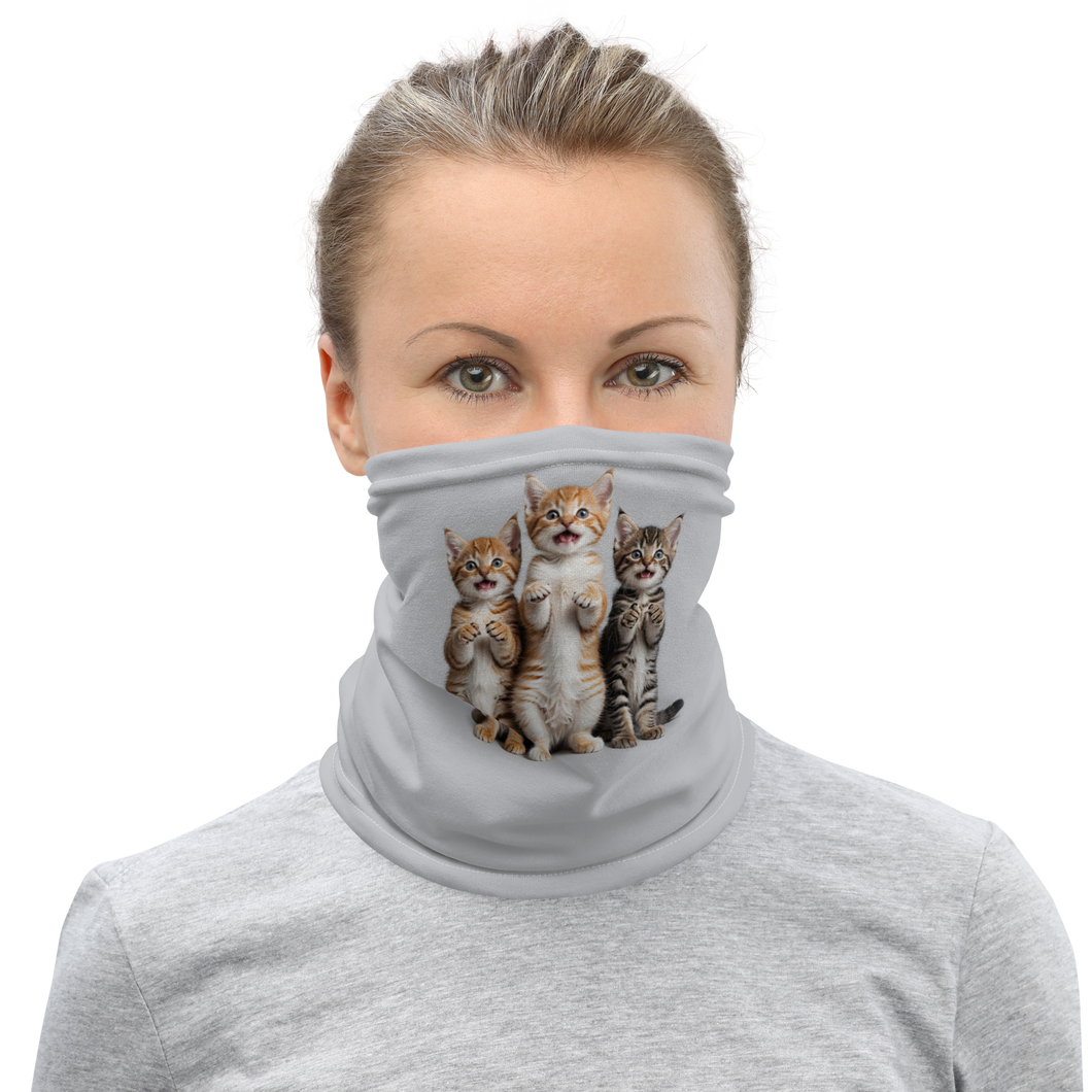 Funny Tripple Cats Face Mask & Neck Gaiter