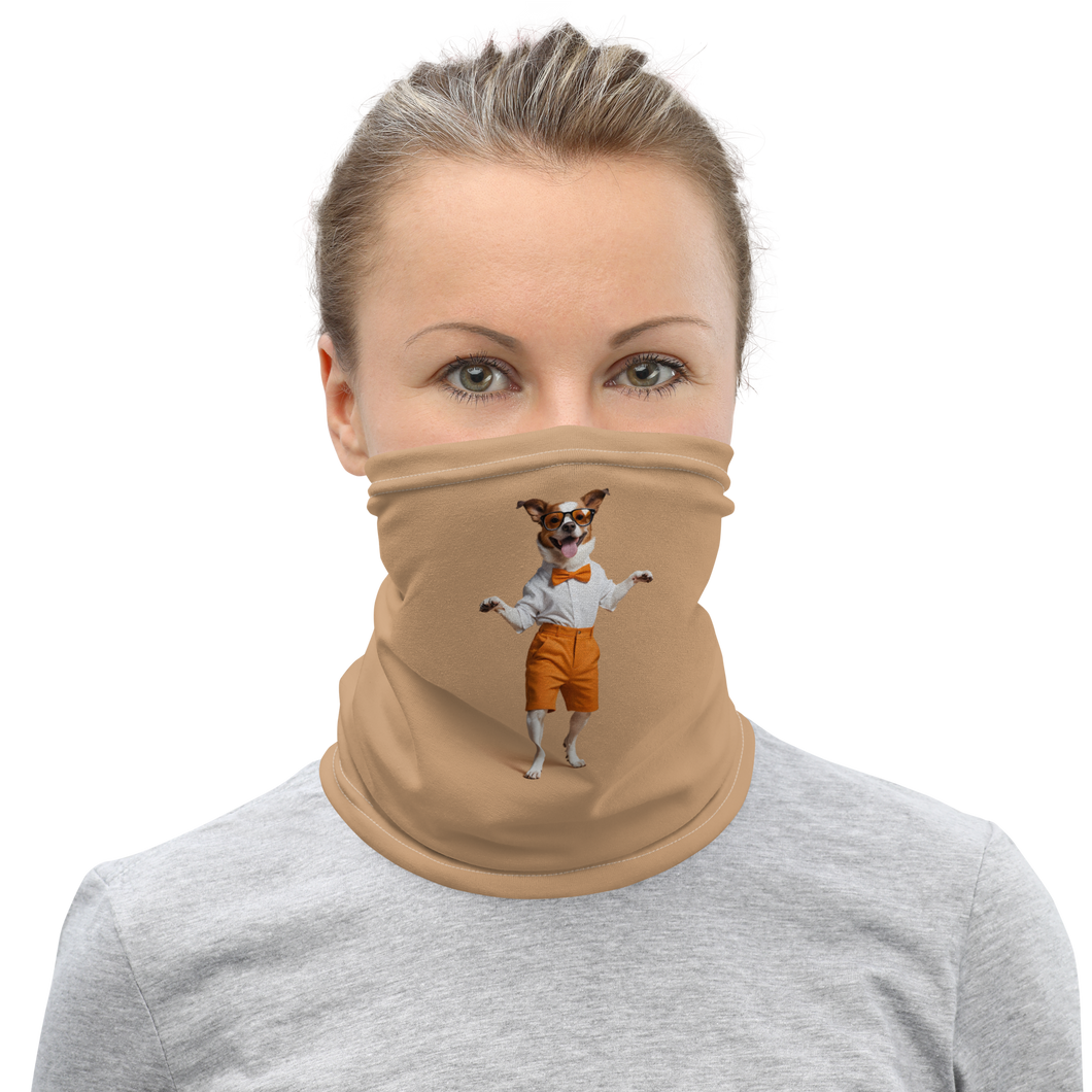 Happy Dancing Dog Beige Mask & Neck Gaiter