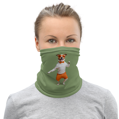 Funny Dancing Dog Green Mask & Neck Gaiter