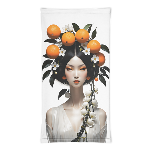 Beauty Lady with Orange Fruits Face Mask & Neck Gaiter