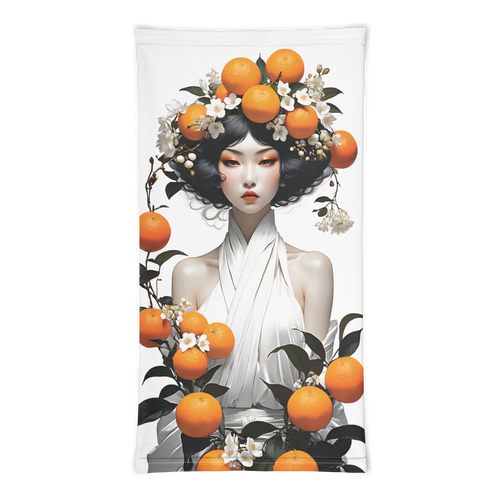 Oriental Lady with Orange Fruits Face Mask & Neck Gaiter