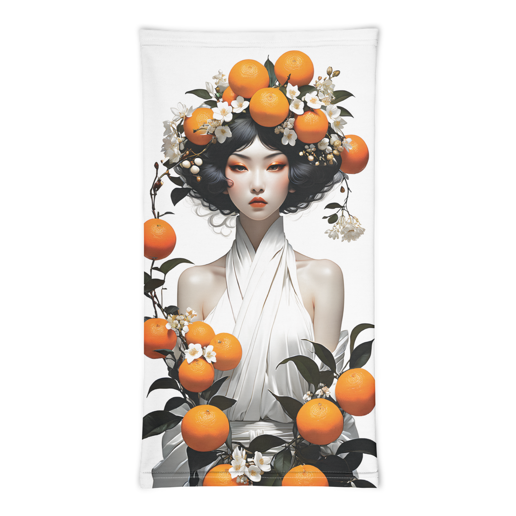 Oriental Lady with Orange Fruits Face Mask & Neck Gaiter