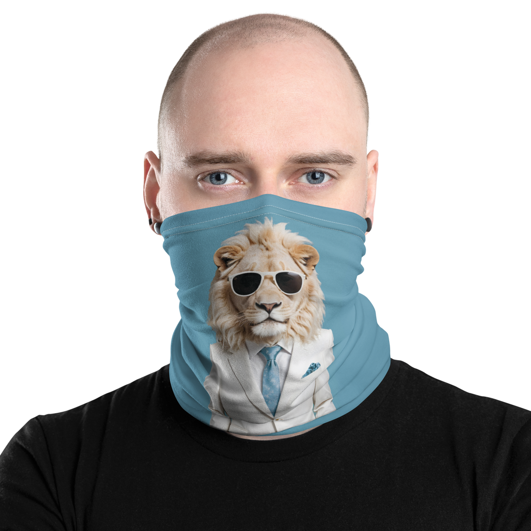 Funky White Lion Face Mask & Neck Gaiter