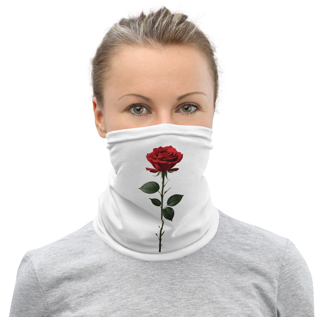 Red Rose on White Mask & Neck Gaiter