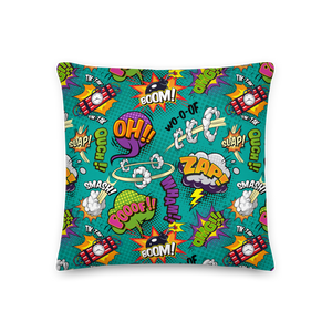 Comic Text Pattern Premium Pillow