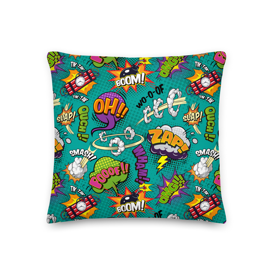 Comic Text Pattern Premium Pillow