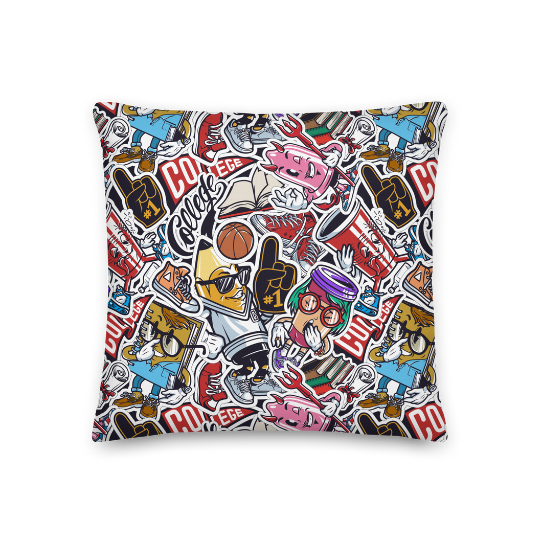 Street Art College Pattern Premium Pillow