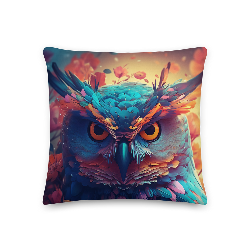 Colorful Owl Art Premium Pillow