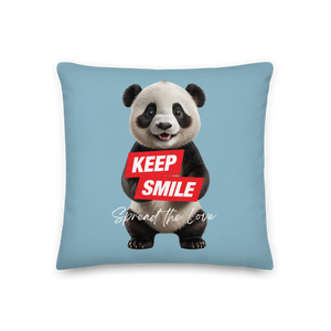 Keep Smile Blue Panda Premium Pillow