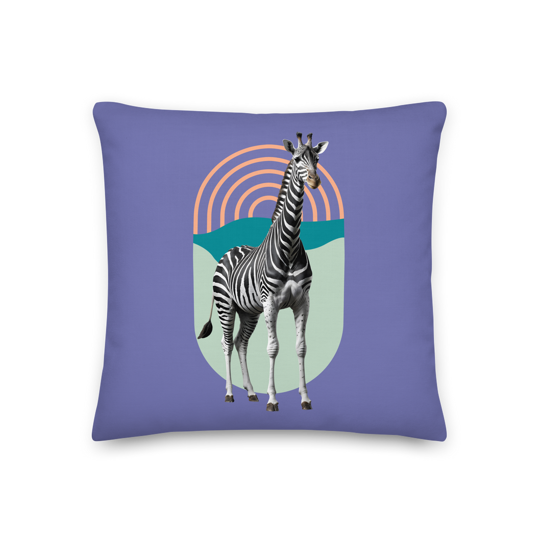 Giraffe Zebra Purple Premium Pillow