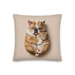 Cute Baby Cat and Dog Sleep Premium Pillow