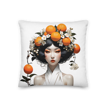 Oriental Lady with Orange Fruits Premium Pillow