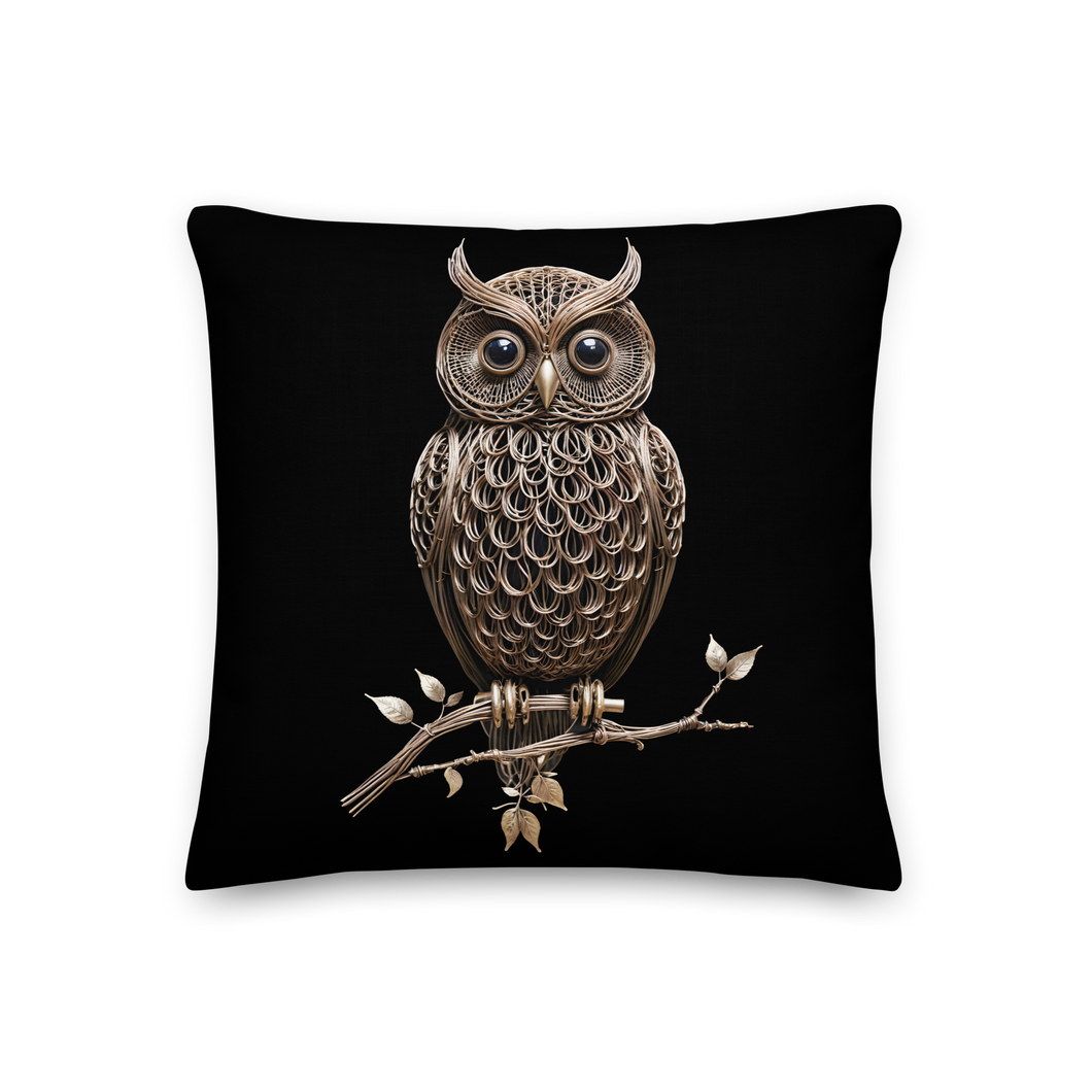 Owl Copper Art Premium Pillow