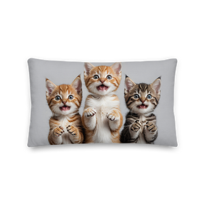 Funny Tripple Cats Premium Pillow