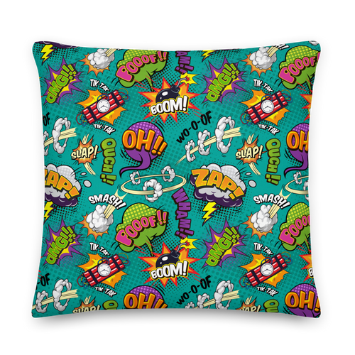 Comic Text Pattern Premium Pillow