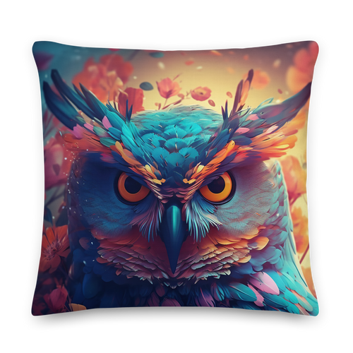 Colorful Owl Art Premium Pillow