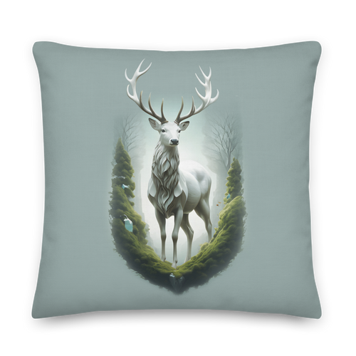 Green White Deer Premium Pillow