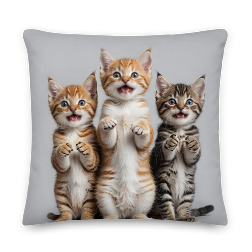 Funny Tripple Cats Premium Pillow