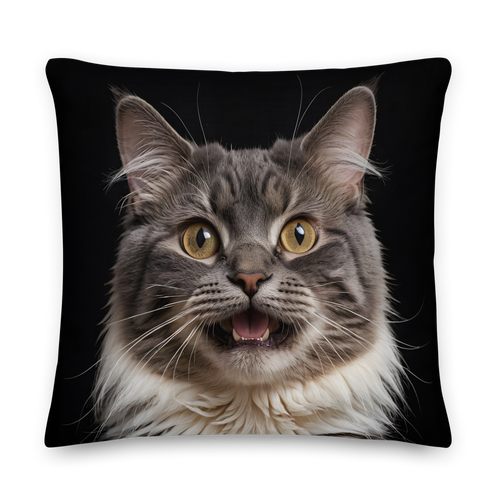 Shocked Cat Face Premium Pillow