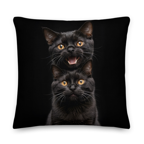 Two Black Cats Follows Premium Pillow