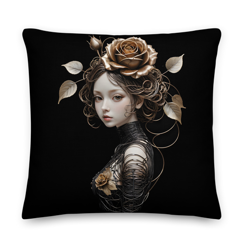 Lady Rose Copper Wire Art Premium Pillow