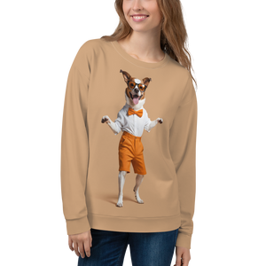 Happy Dancing Dog Beige Unisex Sweatshirt