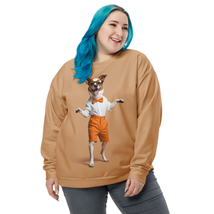 Happy Dancing Dog Beige Unisex Sweatshirt