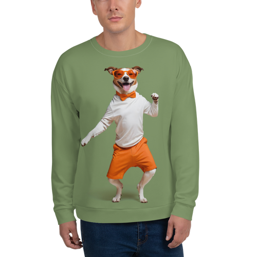 Funny Dancing Dog Green Unisex Sweatshirt