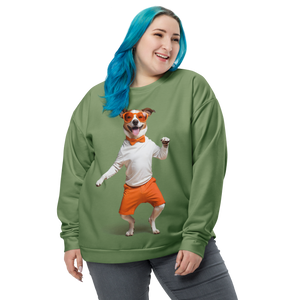 Funny Dancing Dog Green Unisex Sweatshirt