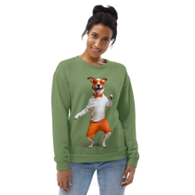 Funny Dancing Dog Green Unisex Sweatshirt