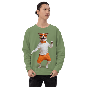 Funny Dancing Dog Green Unisex Sweatshirt