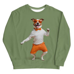 Funny Dancing Dog Green Unisex Sweatshirt