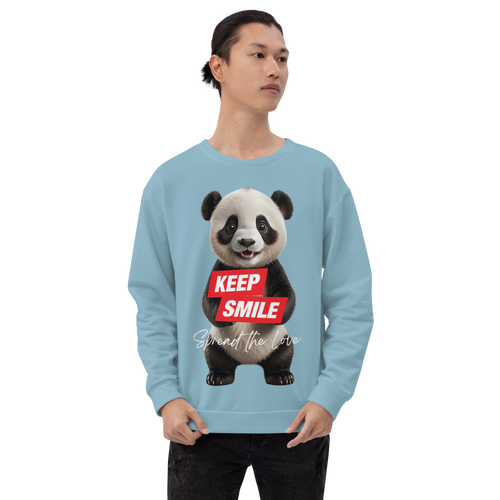 Keep Smile Blue Panda Unisex Sweatshirt