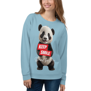 Keep Smile Blue Panda Unisex Sweatshirt