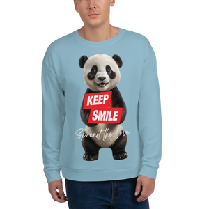 Keep Smile Blue Panda Unisex Sweatshirt