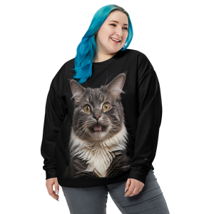 Shocked Cat Face All-Over Print Unisex Sweatshirt