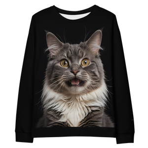 Shocked Cat Face All-Over Print Unisex Sweatshirt