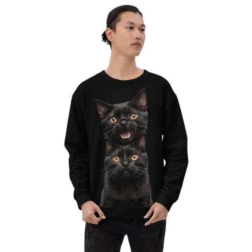 Two Black Cats Follows All-Over Print Unisex Sweatshirt