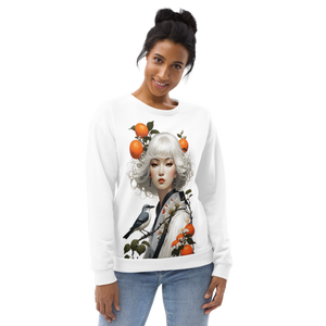 Oriental Lady with Orange and Bird All-Over Print Unisex Sweatshirt