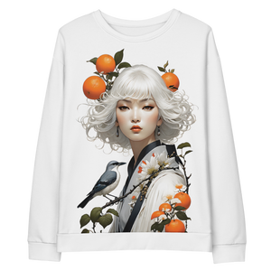 Oriental Lady with Orange and Bird All-Over Print Unisex Sweatshirt