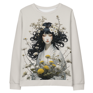 Oriental Lady with Yellow Flowers All-Over Print Unisex Sweatshirt