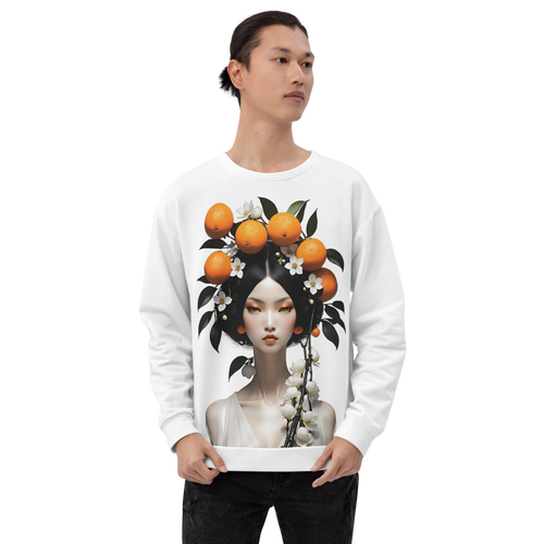 Beauty Lady with Orange Fruits All-Over Print Unisex Sweatshirt