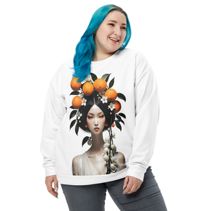 Beauty Lady with Orange Fruits All-Over Print Unisex Sweatshirt