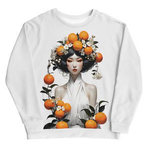 Oriental Lady with Orange Fruits All-Over Print Unisex Sweatshirt