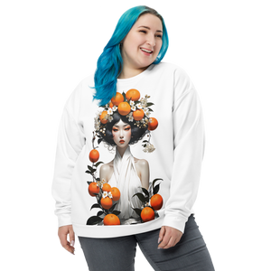 Oriental Lady with Orange Fruits All-Over Print Unisex Sweatshirt