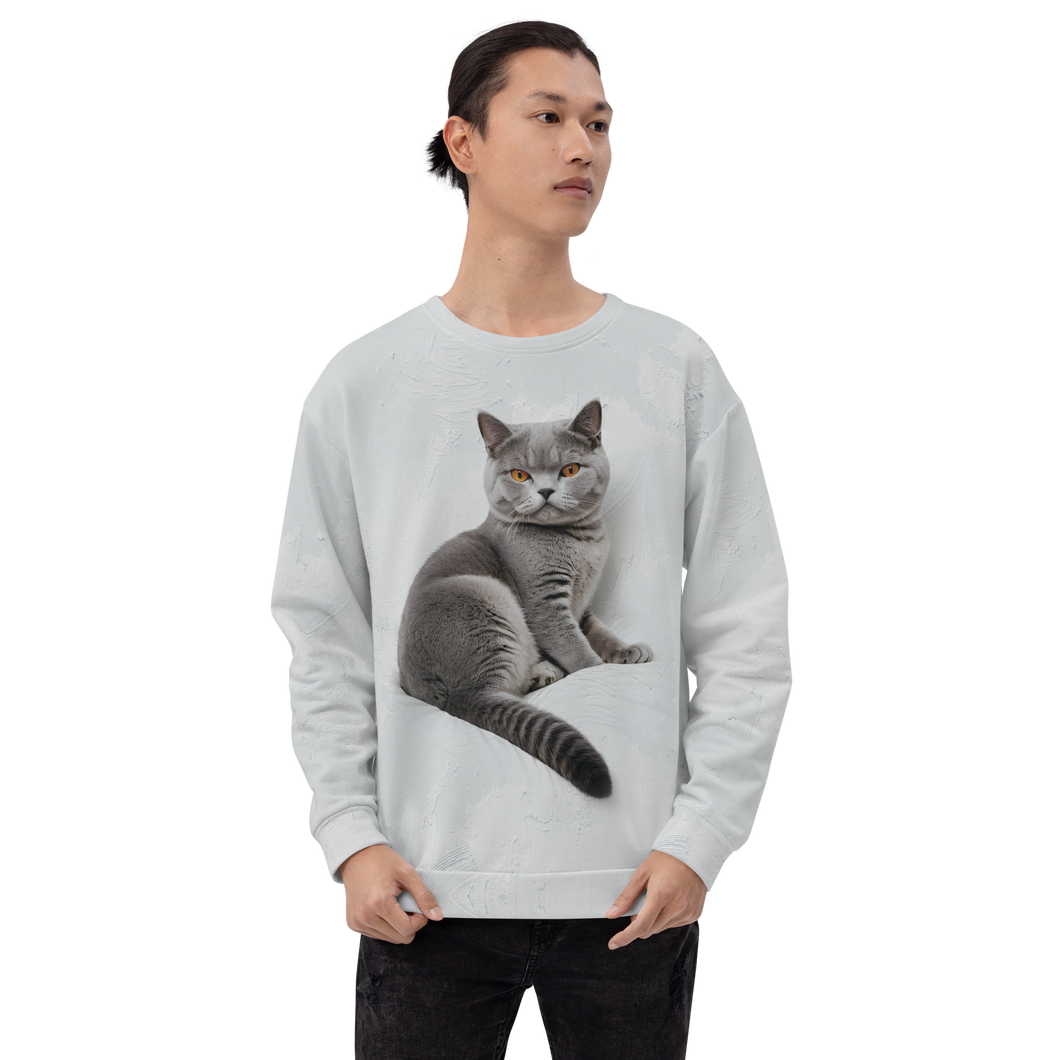 Relaxing British Shorthair Cat All-Over Print Unisex Sweatshirt