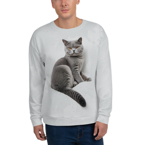 Relaxing British Shorthair Cat All-Over Print Unisex Sweatshirt