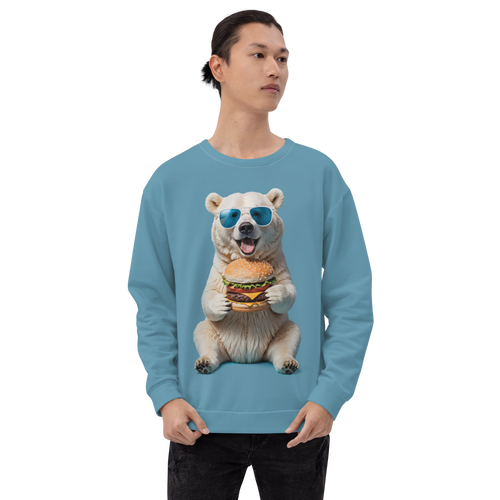 Polar Bear and Burger All-Over Print Unisex Sweatshirt